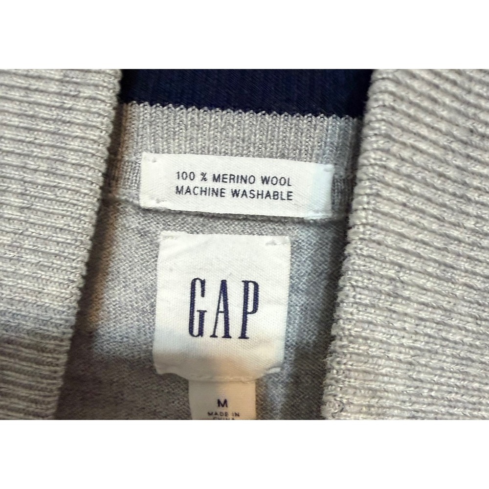 GAP Quiet Luxury Merino‎ Wool Quarter Zip Sweater Men Medium Normcore Minimalist - Picture 5 of 6